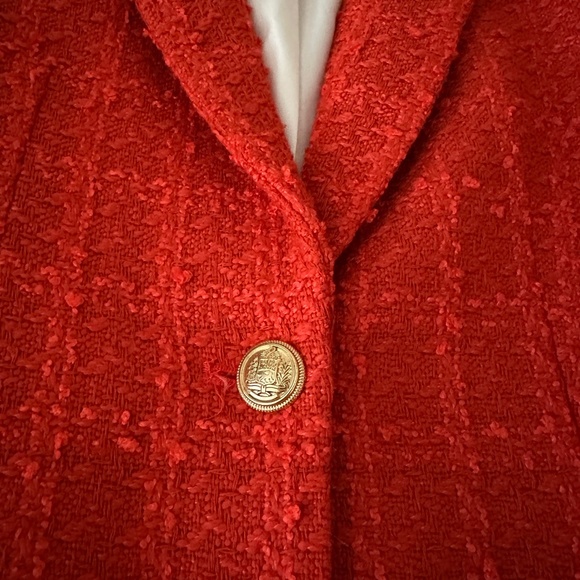 NWT H&M Textured-Weave Tweed Jacket Blazer Orange Red XS - Picture 6 of 16